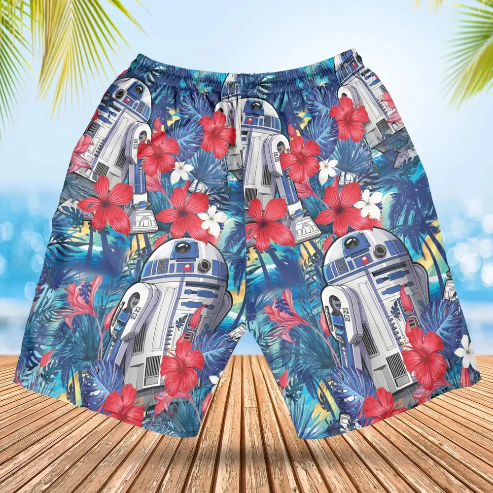 Summer Vacation R2 D2 Tropical Hawaiian Short - 2