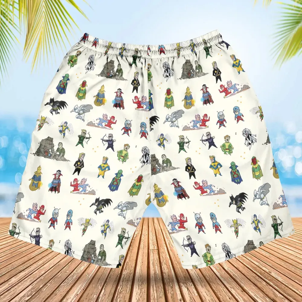 Chillin' and Battle Marvel vs DCU Hawaiian Short - 2