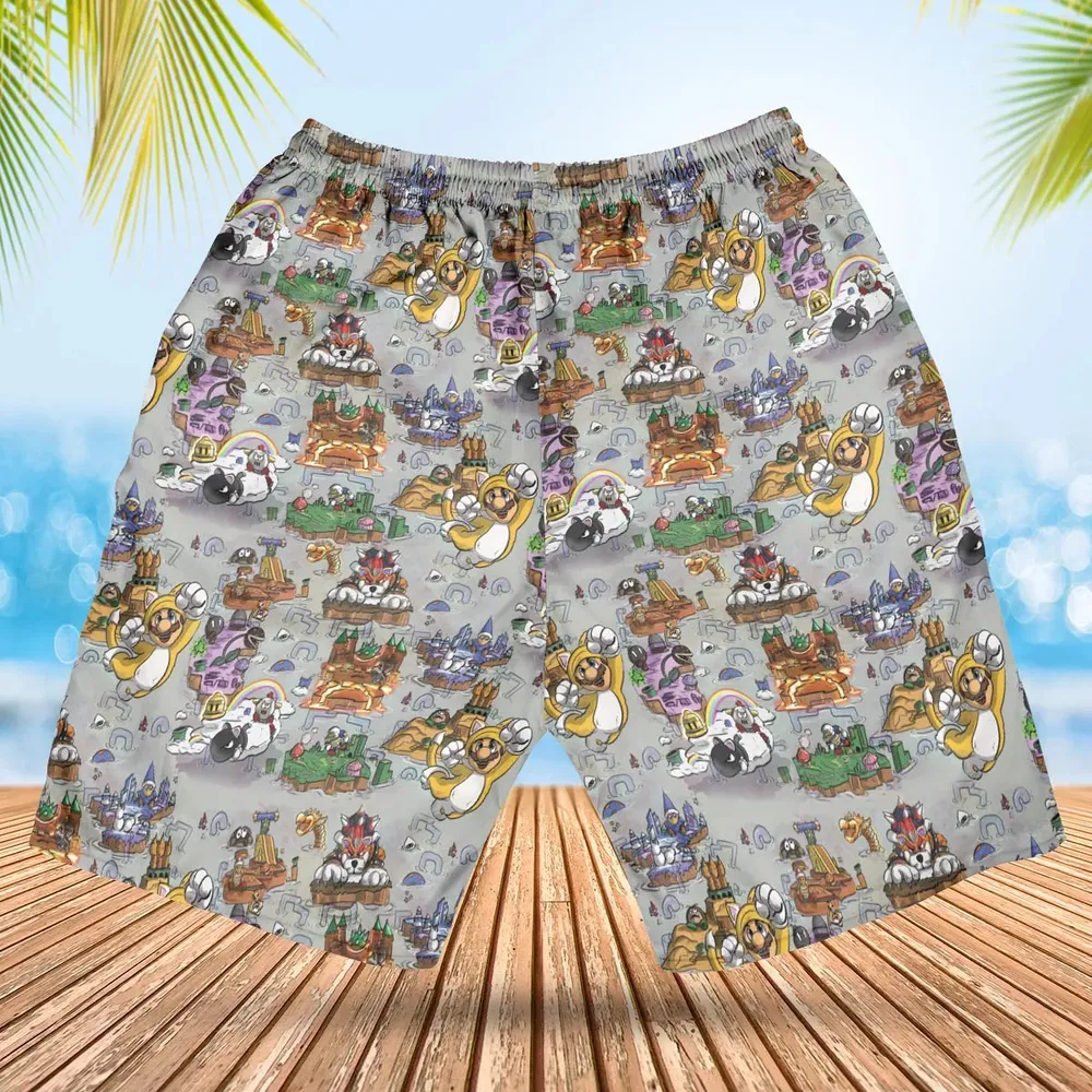 Mushroom World Super Mario Worlds Hawaiian Short - 2