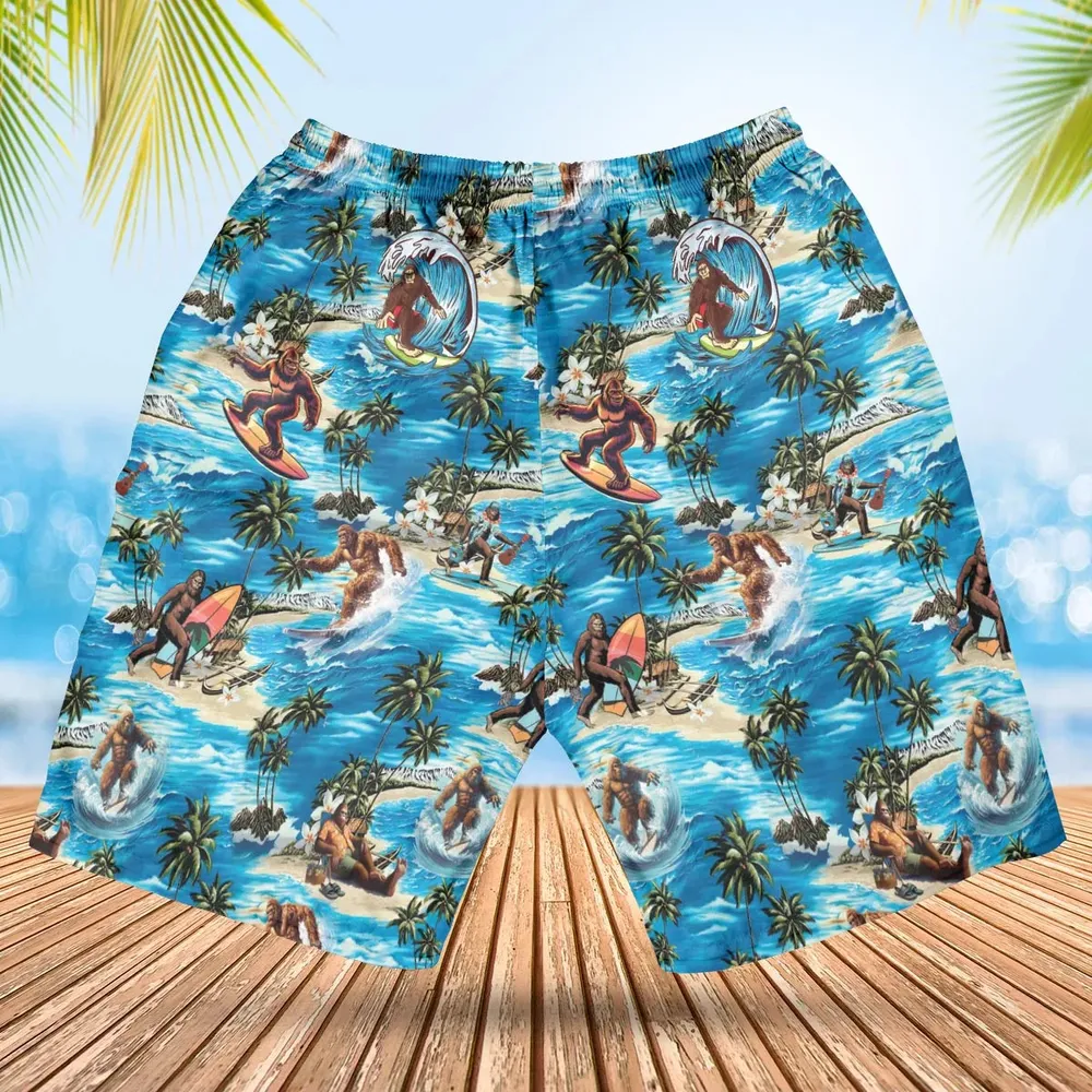 Bigfoot Surfing Summer Vibes Hawaiian Short - 2