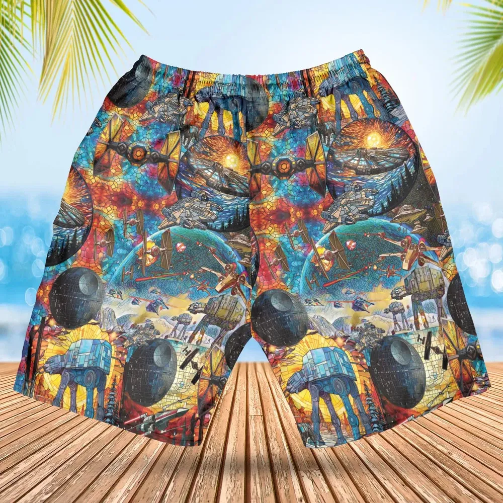 Spaceships Death Star Suncatcher Glass Hawaiian Short - 2