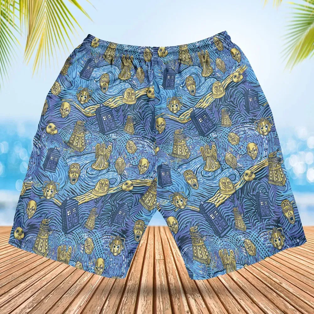 Starry Night Tardis Doctor Who Hawaiian Short - 2