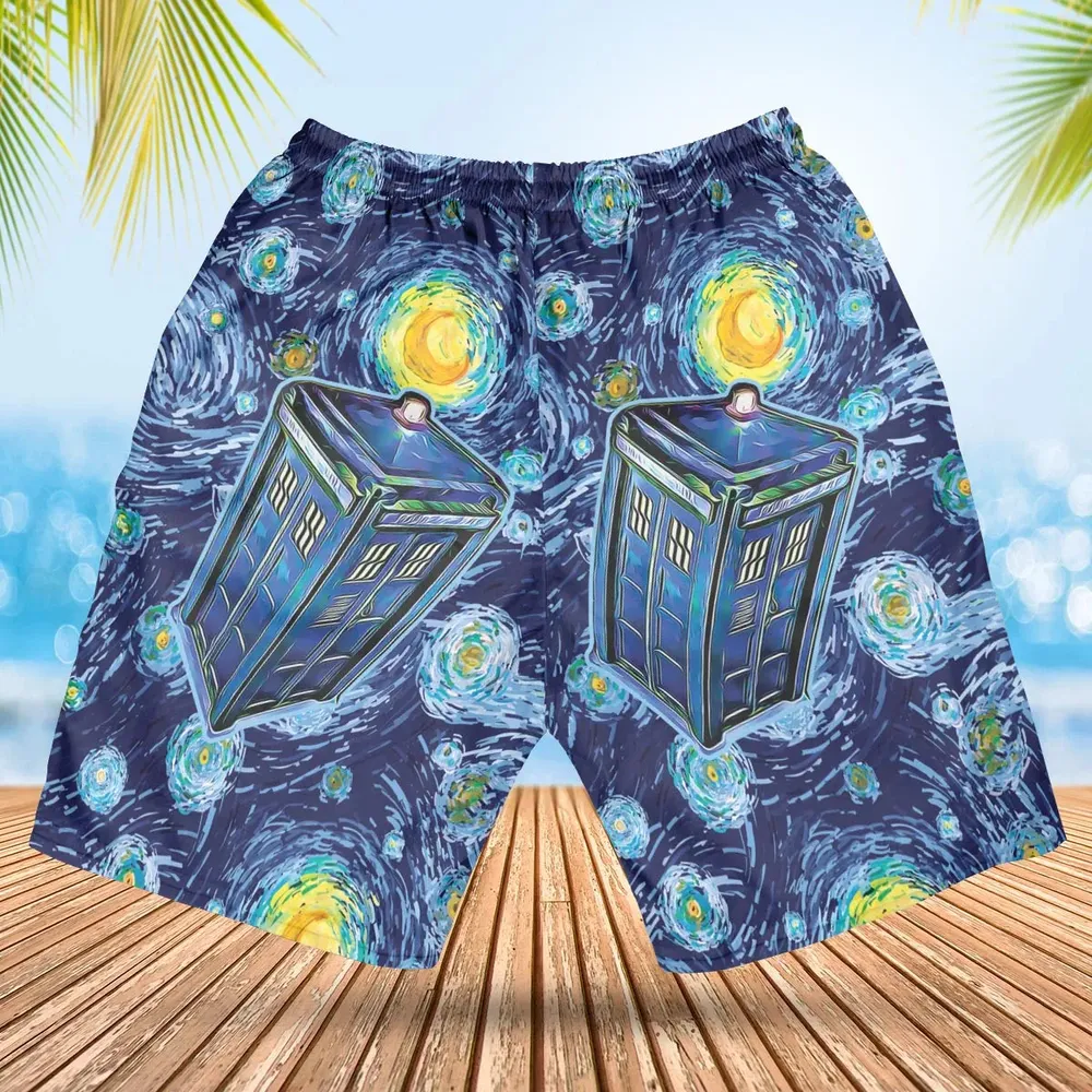 Tardis Starry Night Doctor Who Hawaiian Short - 2