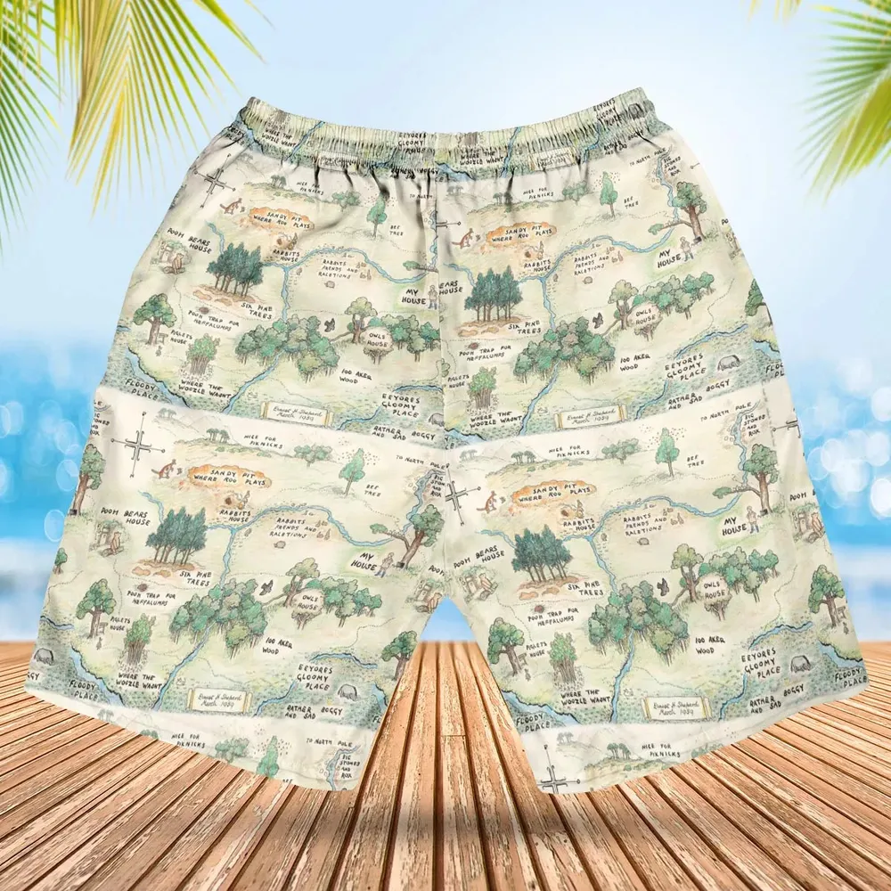 Hundred Acre Wood Map Hawaiian Short - 2