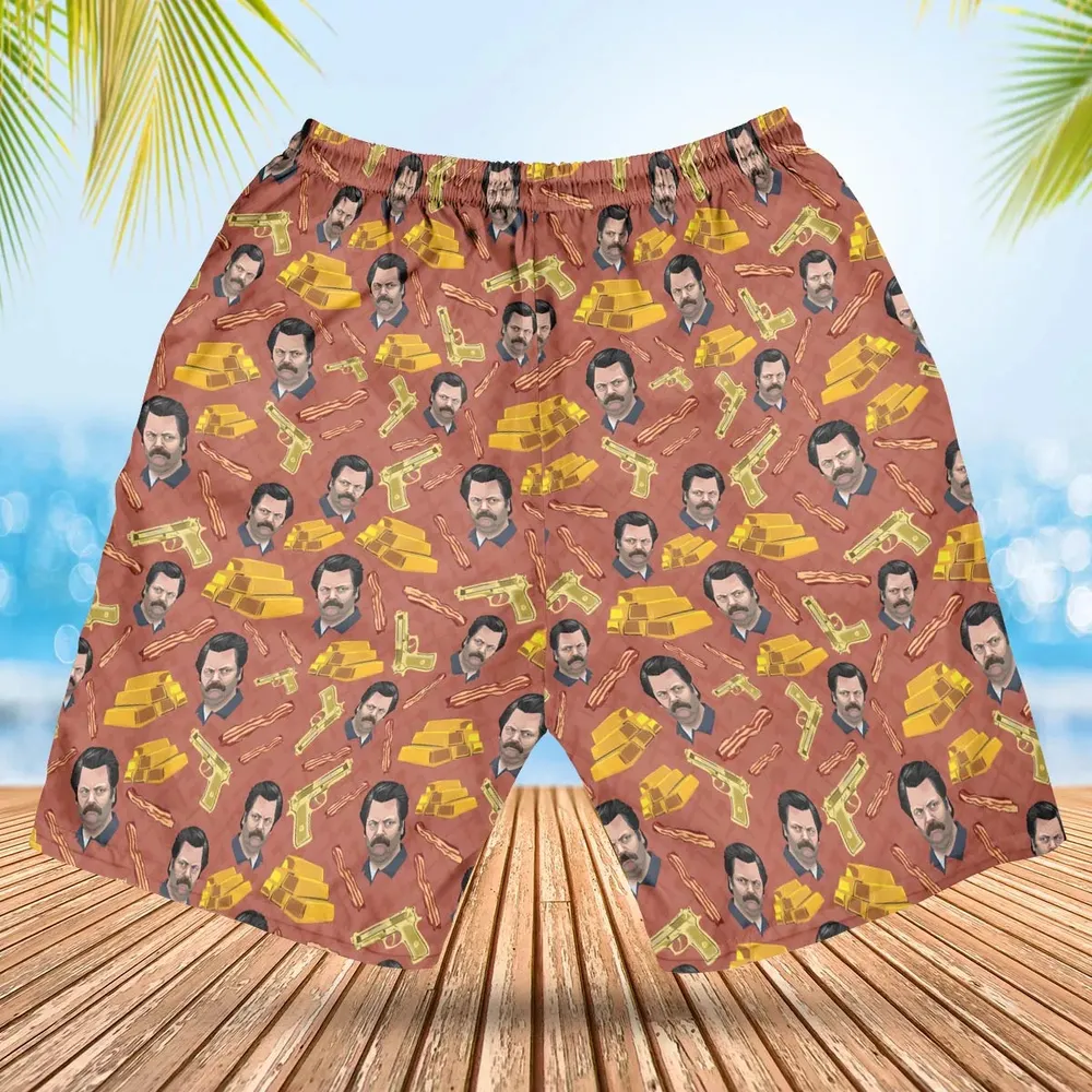 A Swan Song Parks and Recreation Hawaiian Short - 2