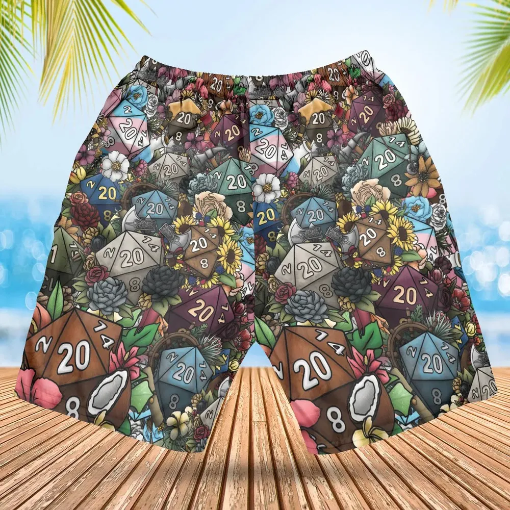 Flower Dice DnD Hawaiian Short - 2