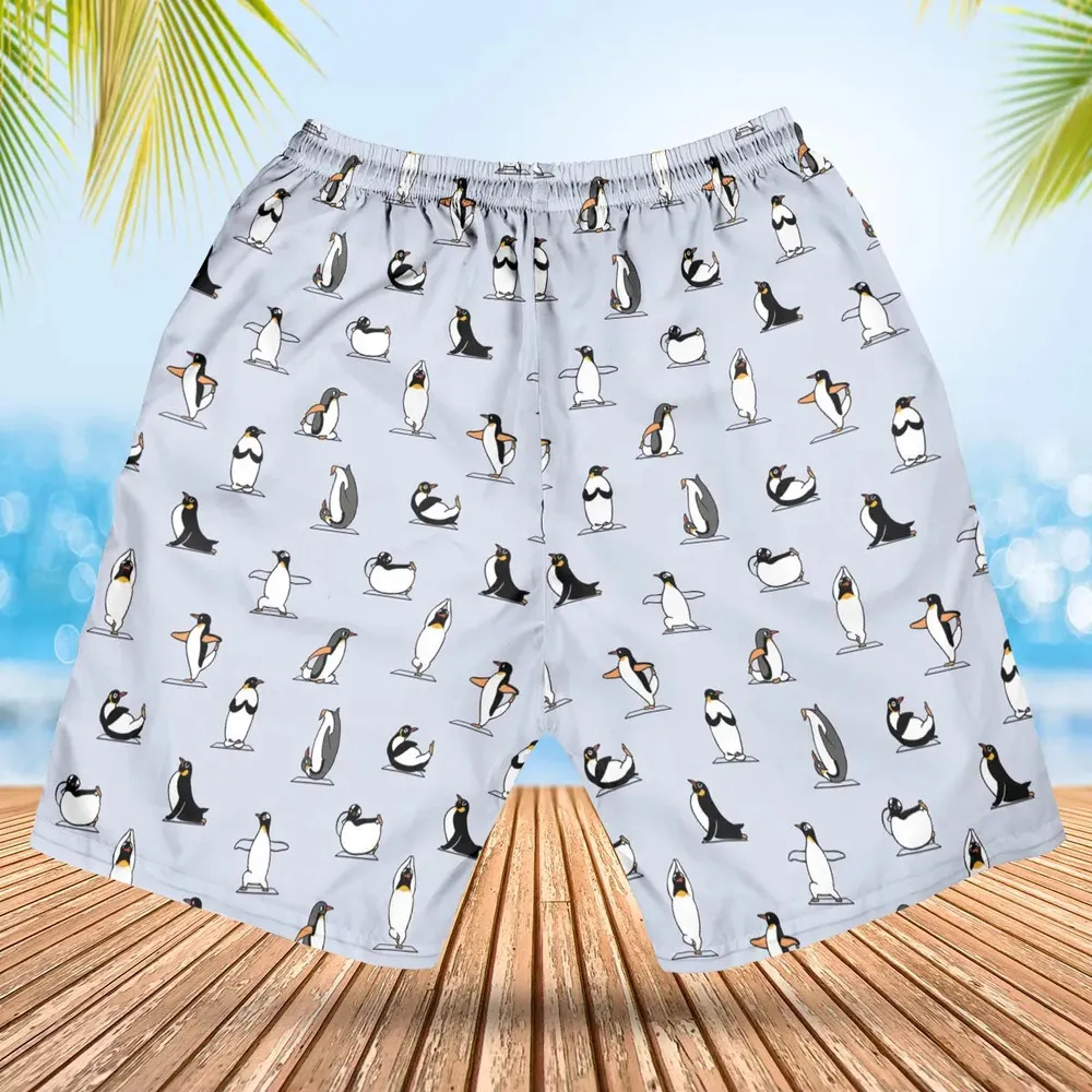 Penguin Yoga Pattern Hawaiian Short - 2