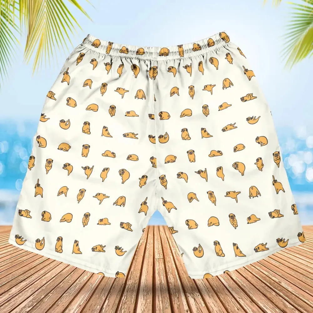 Pug Hot Yoga Pattern Hawaiian Short - 2