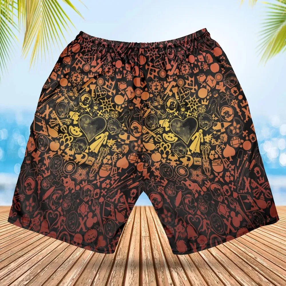 Red Key Heart Kingdom Hearts Hawaiian Short - 2