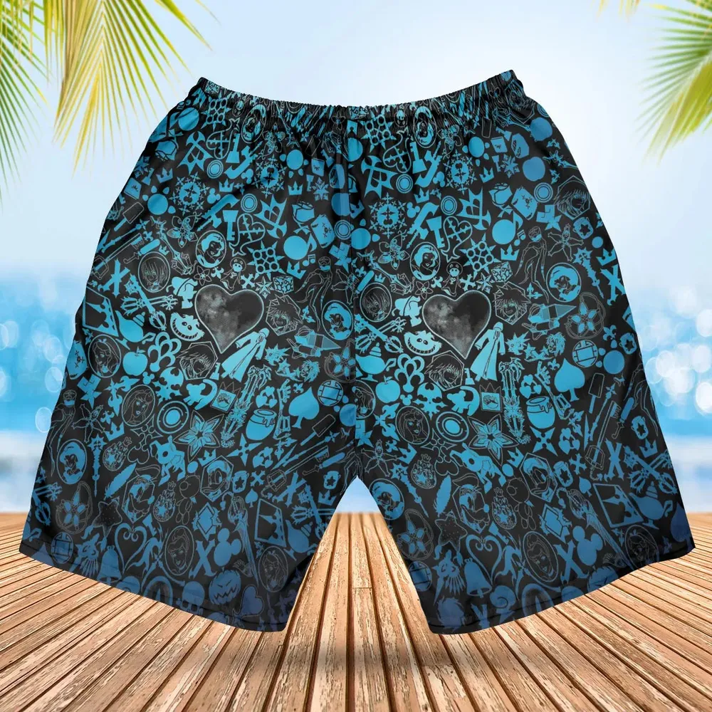 Blue Key Heart Kingdom Hearts Hawaiian Short - 2