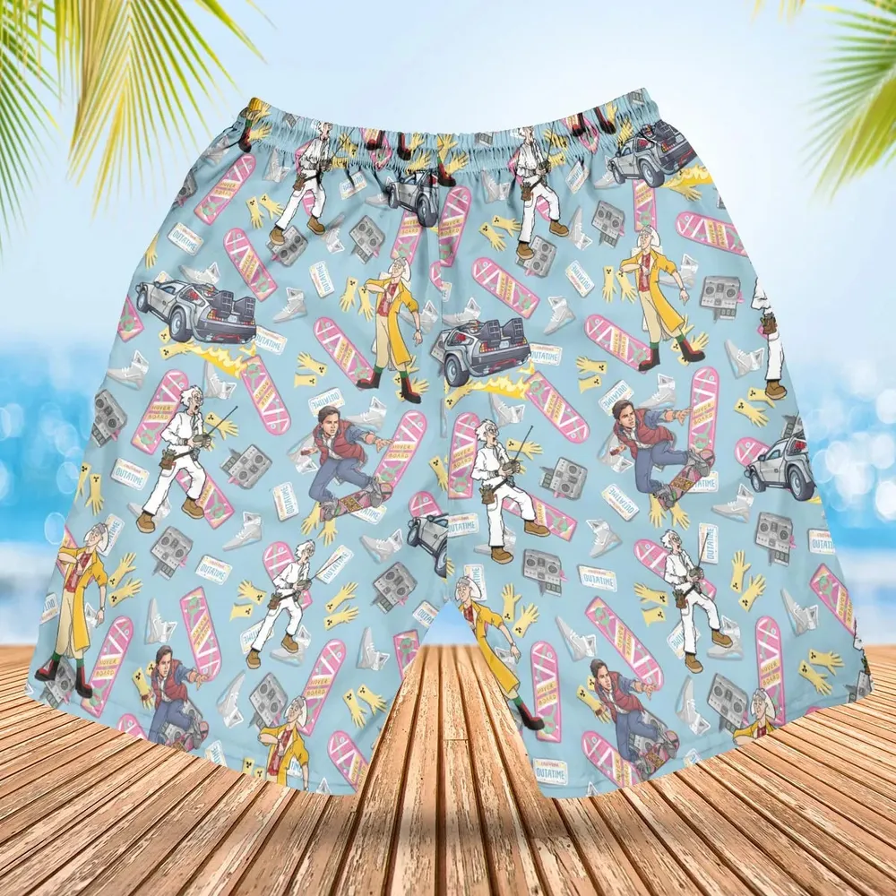 Marty McFly Dr. Emmett Brown Back To The Future Hawaiian Short - 2
