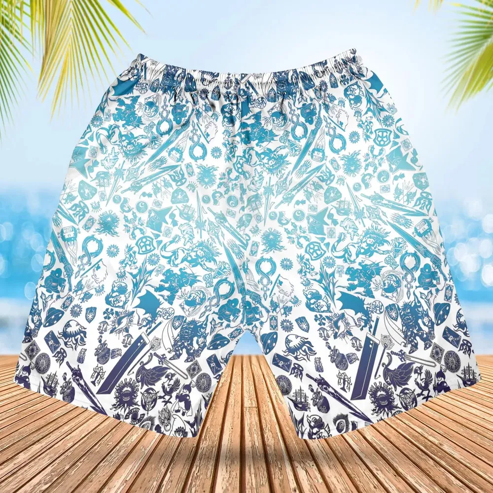 Blue Moggle Final Fantasy Hawaiian Short - 2