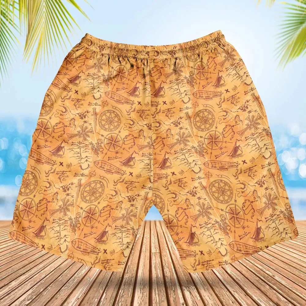 Vintage Adventure Map Indiana Jones Hawaiian Short - 2