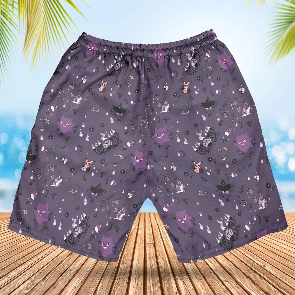 Pokemon Ghost-typen Gengar Banette Litwick Mismagius Hawaiian Short - 2