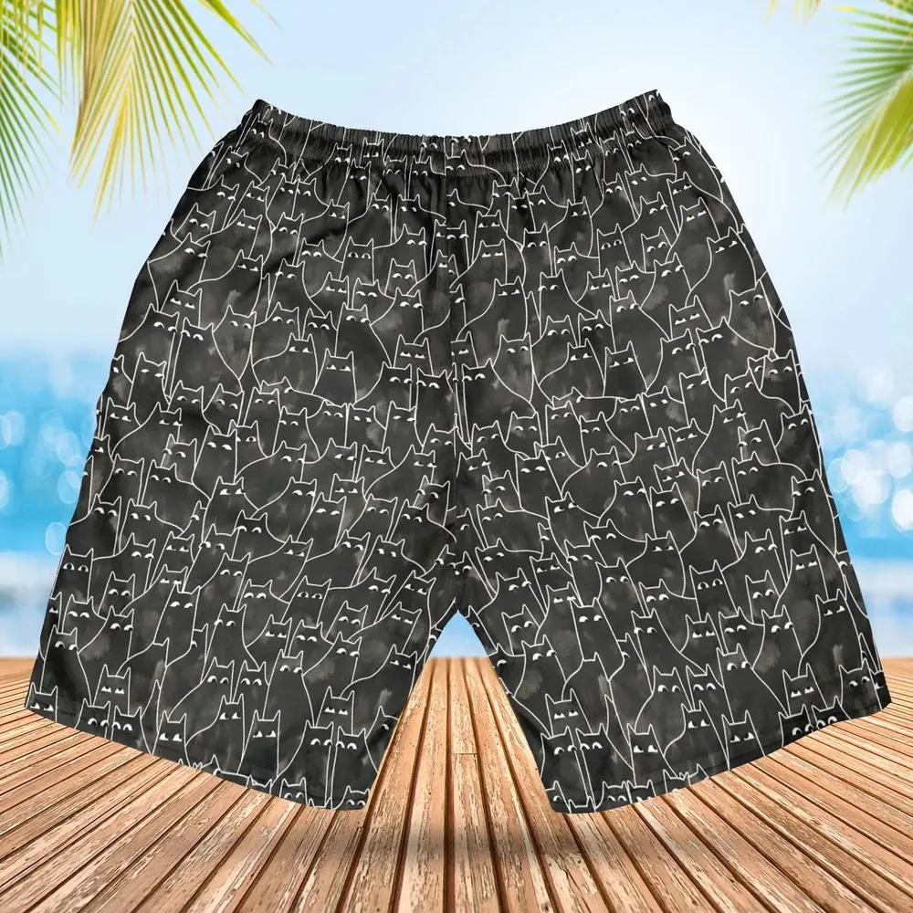Suspicious Cats Funny Cat Hawaiian Short - 2