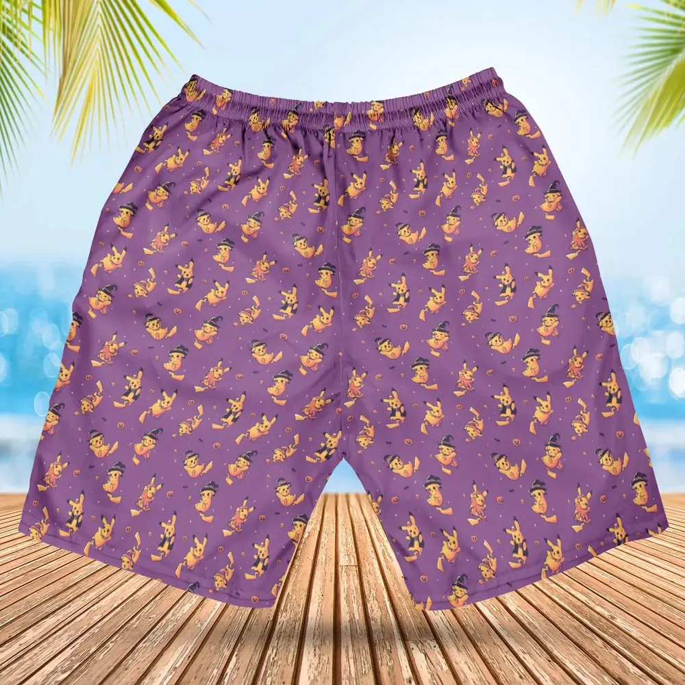 Electric Halloween Cute Pikachu Pattern Hawaiian Short - 2