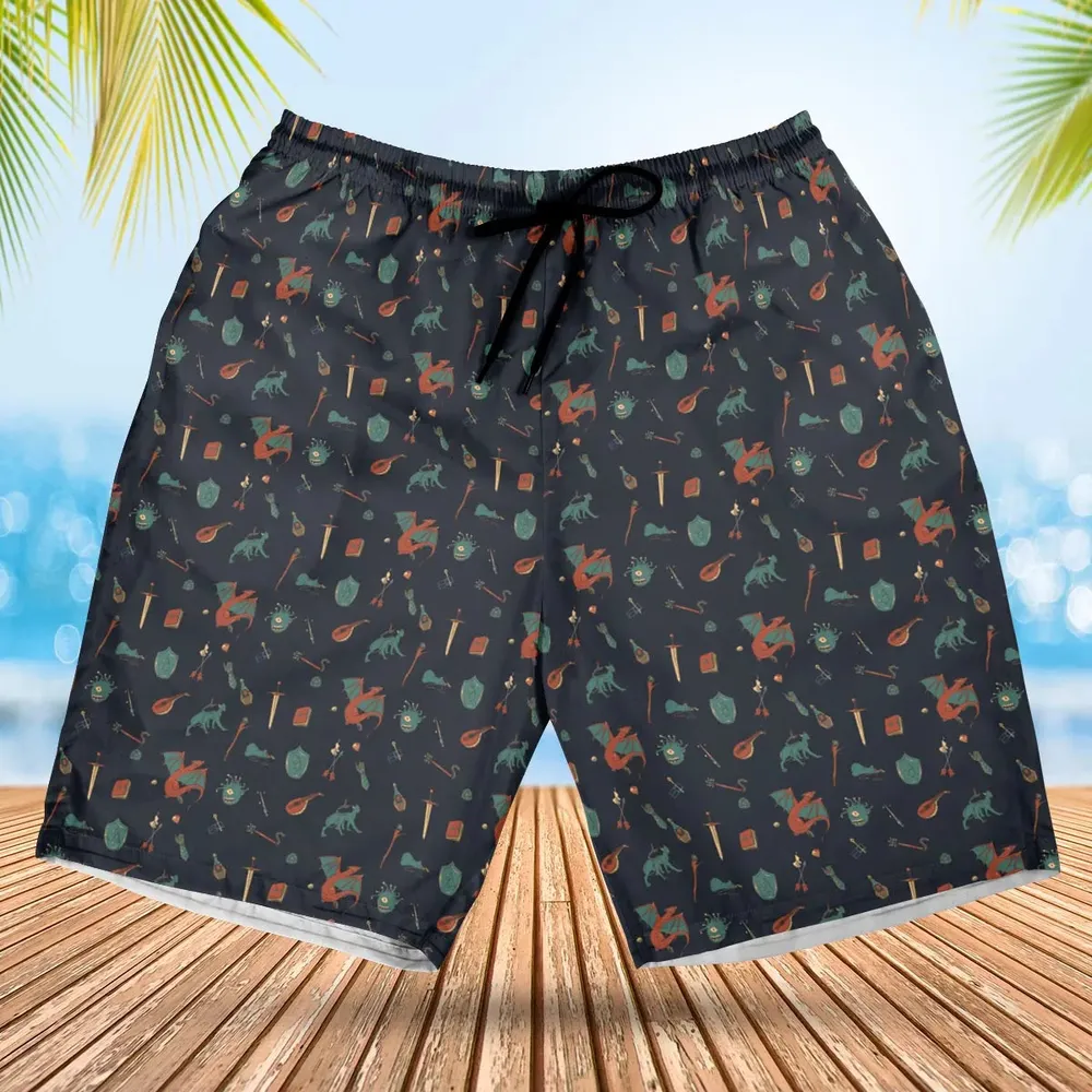 DnD Items and Monsters Pattern Hawaiian Short - 1