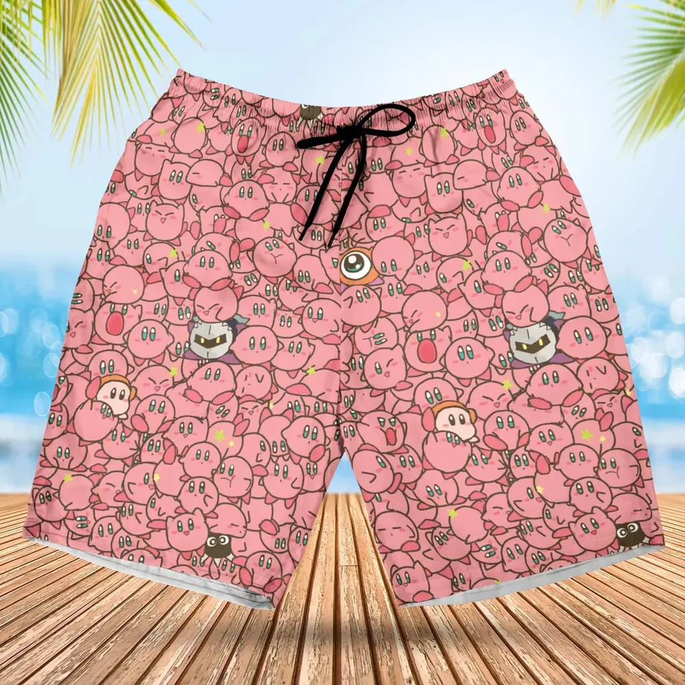 Cute Kirby Waddle Doo Bandana Waddle Dee Meta Knight Kirby's Characters Hawaiian Short - 1