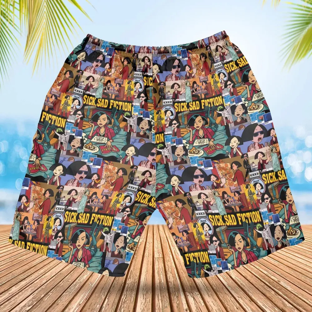 Daria Sick Sad Fiction Pattern Hawaiian Short - 2