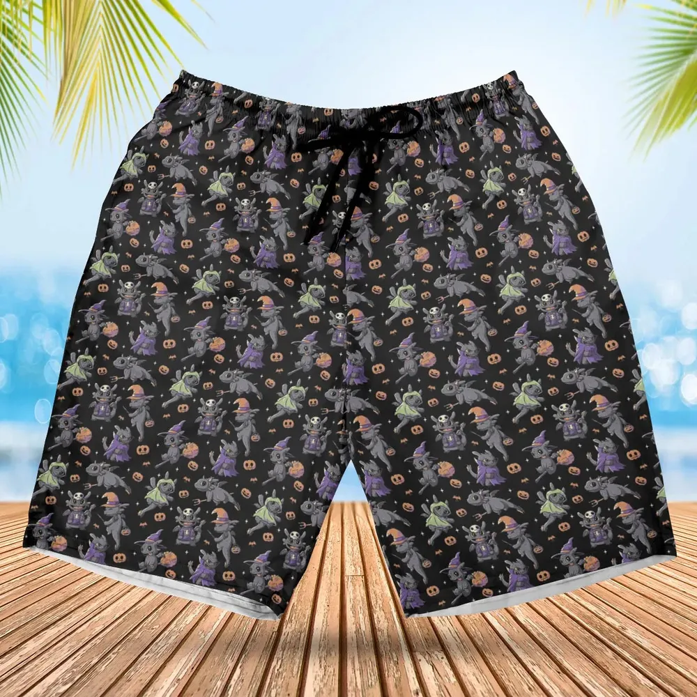 Cute Toothless Halloween Pattern Hawaiian Short - 1