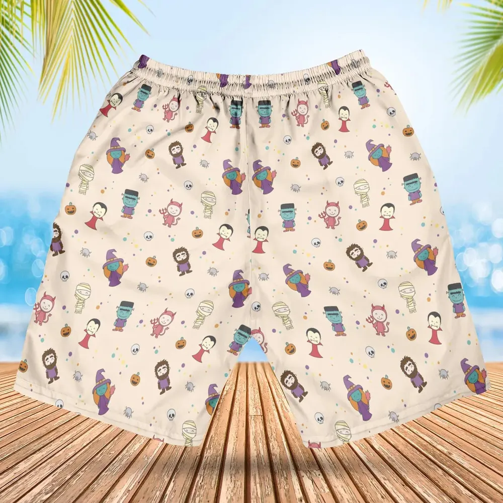 Cute Halloween Characters Pattern Hawaiian Short - 2