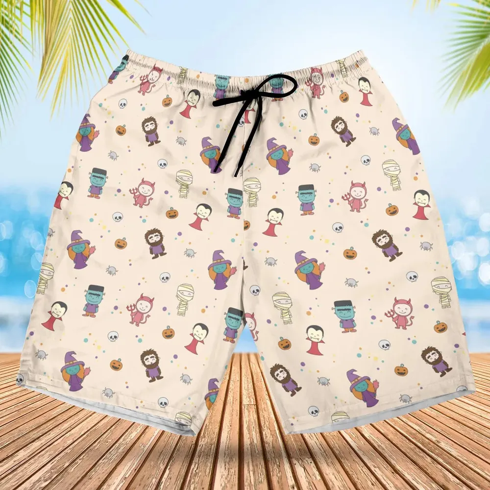 Cute Halloween Characters Pattern Hawaiian Short - 1