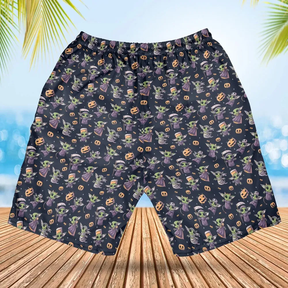 Cute Baby Yoda Halloween Pattern Hawaiian Short - 2