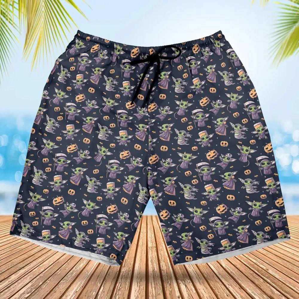 Cute Baby Yoda Halloween Pattern Hawaiian Short - 1