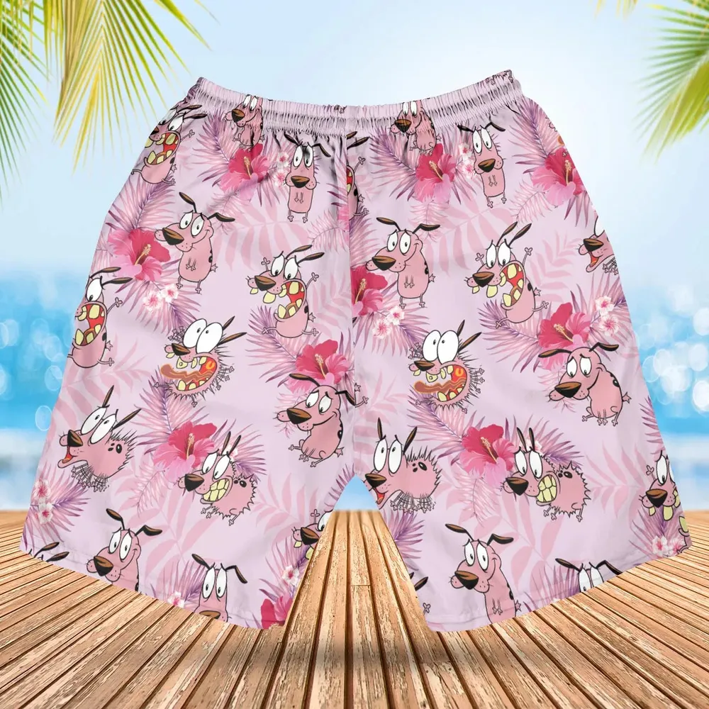 Courage the Cowardly Dog Floral Tropical Hawaiian Short - 2