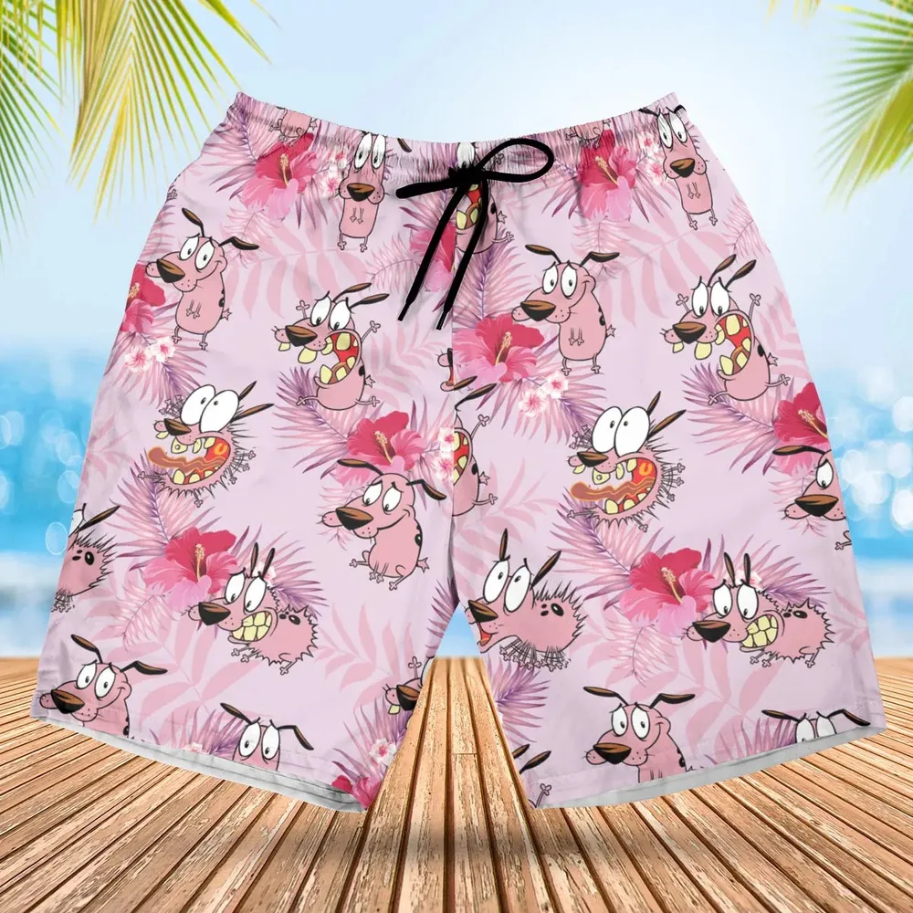 Courage the Cowardly Dog Floral Tropical Hawaiian Short - 1
