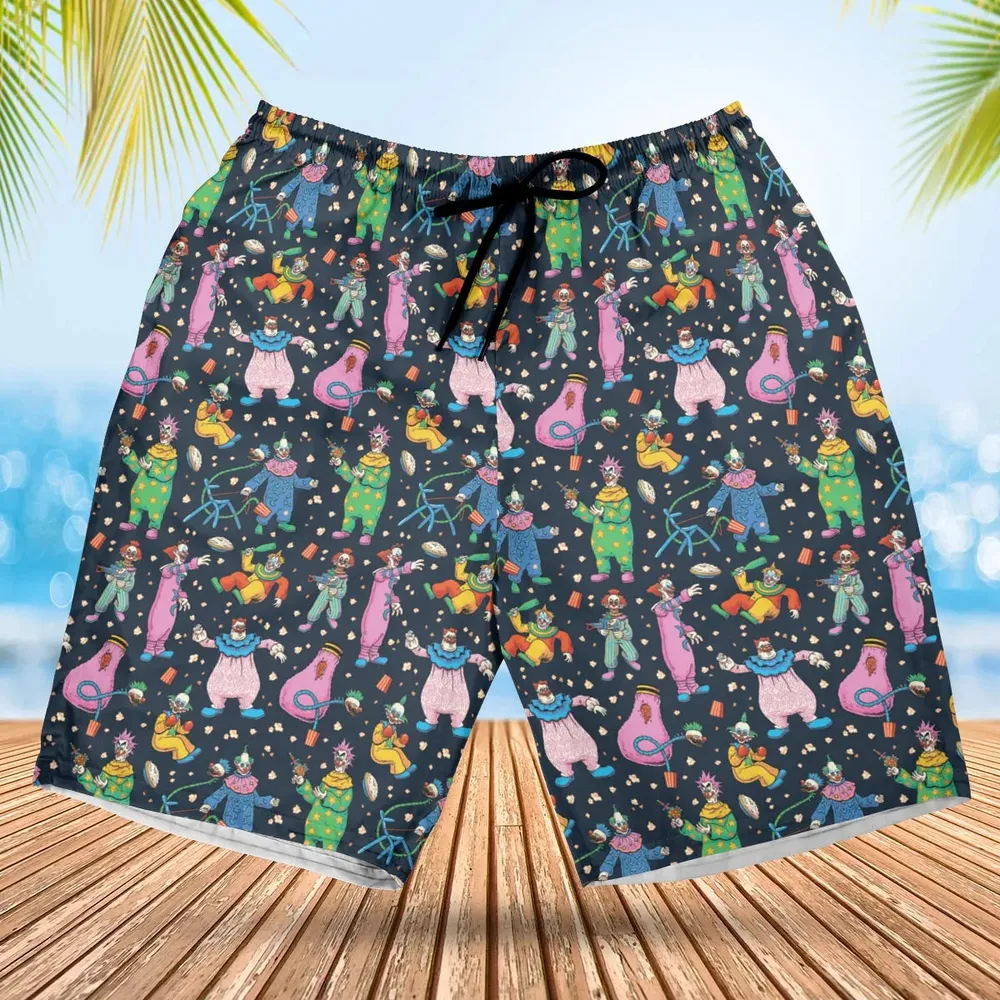 Clowns Popcorn Killer Klowns from Outer Space Pattern Hawaiian Short - 1