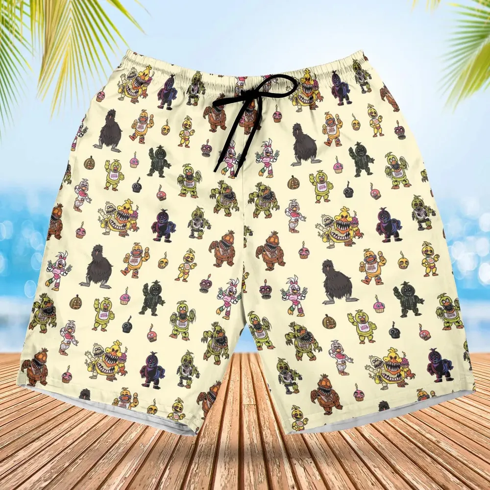 Chica Chicken Five Nights at Freddy's Pattern Hawaiian Short - 1