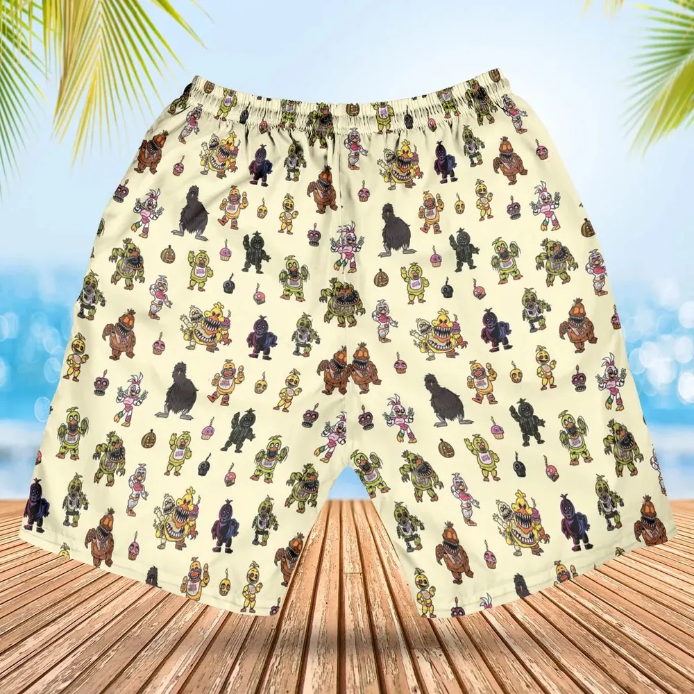 Chica Chicken Five Nights at Freddy's Pattern Hawaiian Short - 2