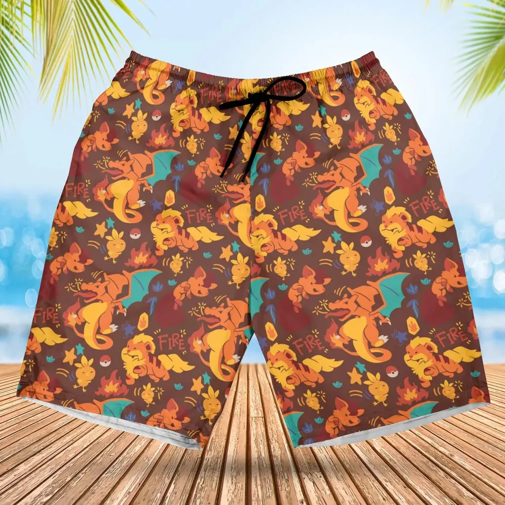 Charizard Arcanine Torchic Fire Pokemon Hawaiian Short - 1