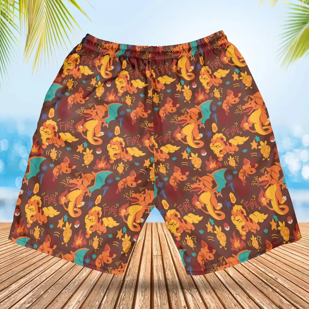 Charizard Arcanine Torchic Fire Pokemon Hawaiian Short - 2