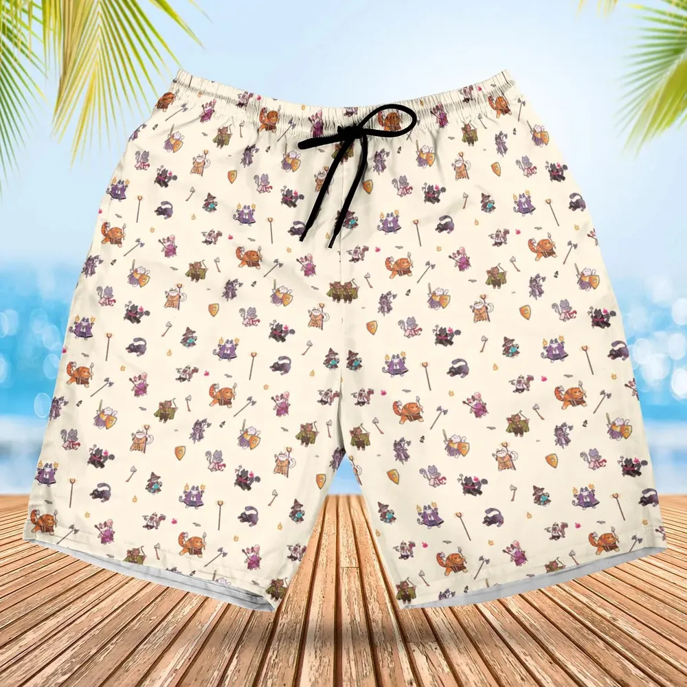Cats In DnD Pattern Hawaiian Short - 1