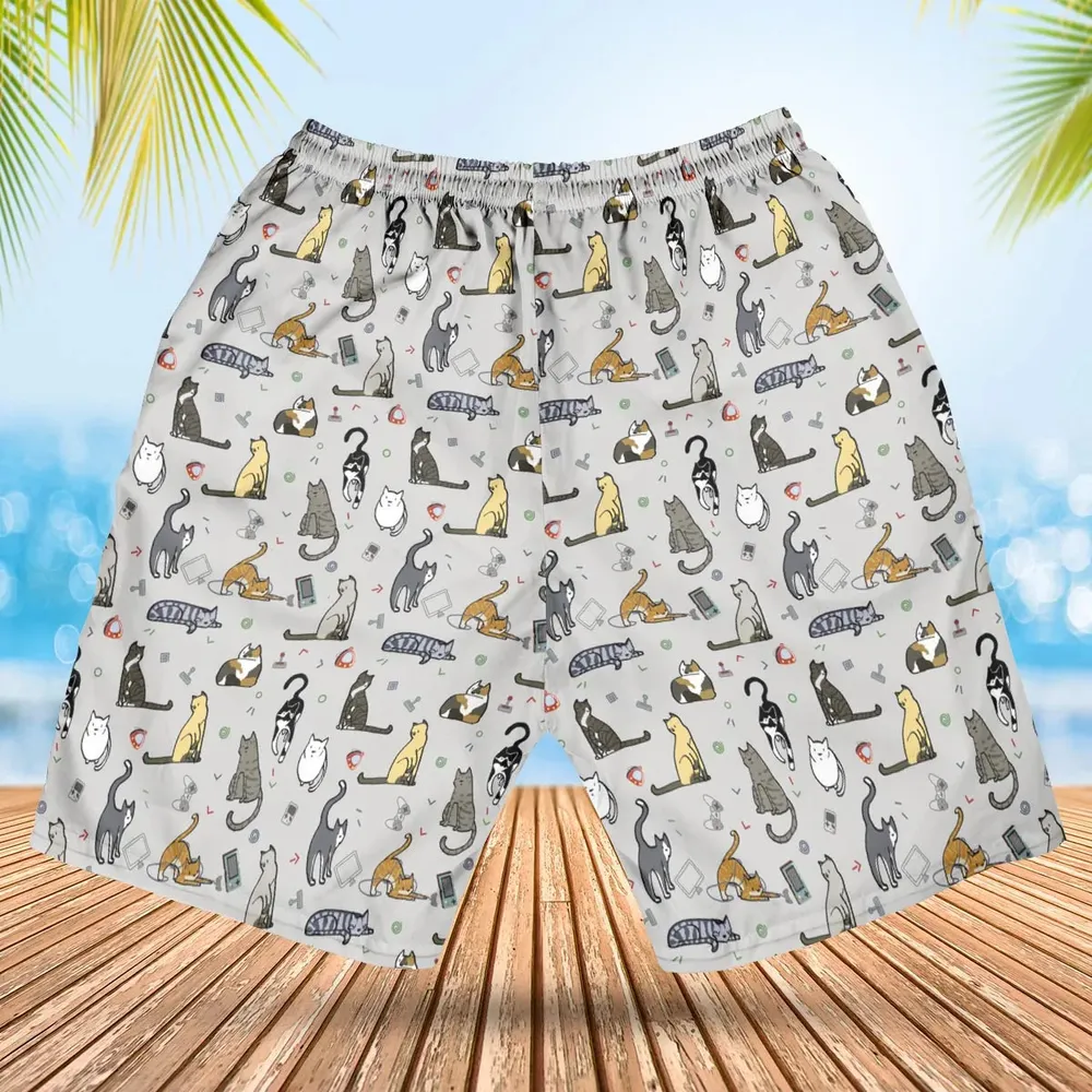 Cat the Gamer Pattern Hawaiian Short - 2