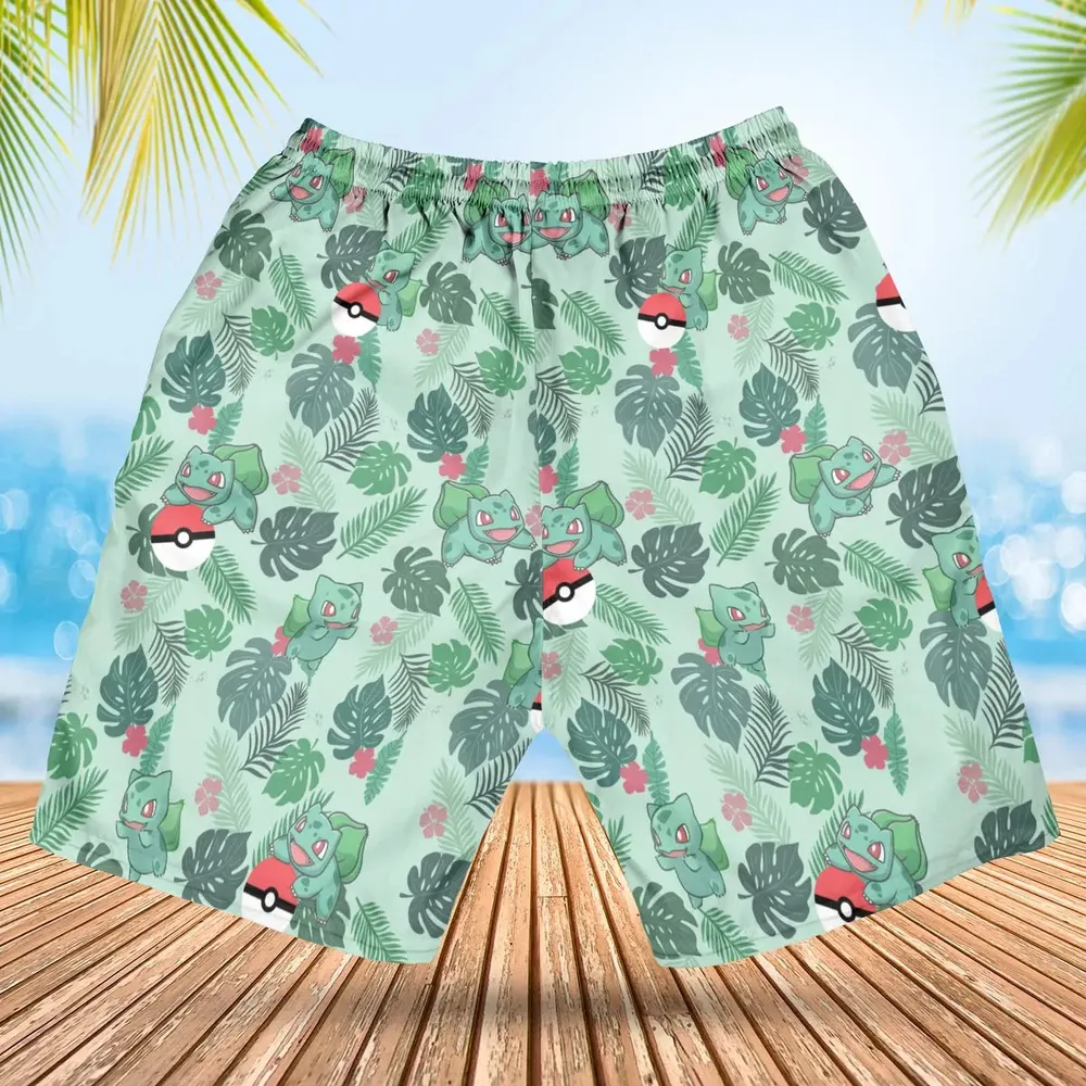 Bulbasaur Pokemon Pattern Hawaiian Short - 2