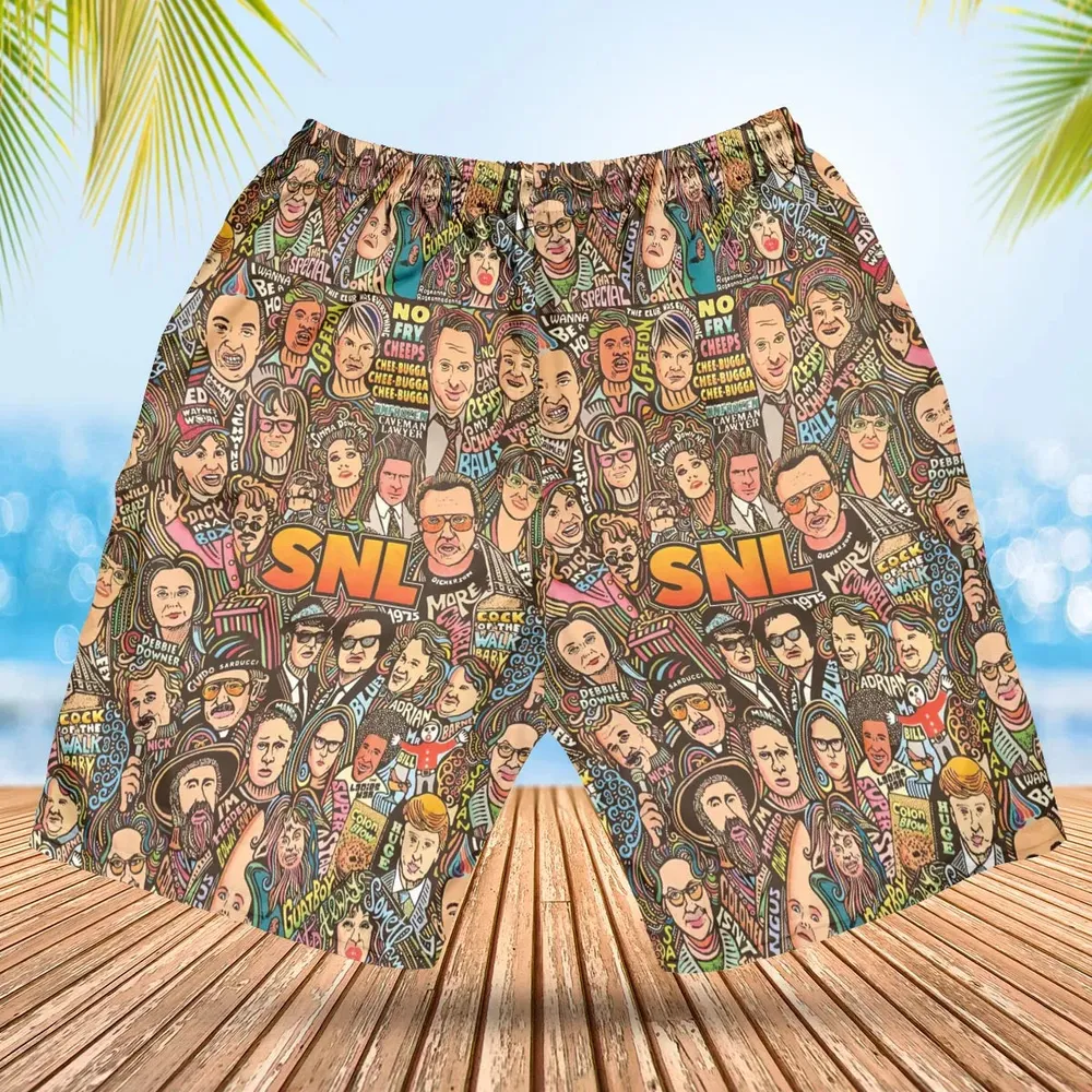 Blues Brothers Waynes World Coneheads SNL Characters Hawaiian Short - 2