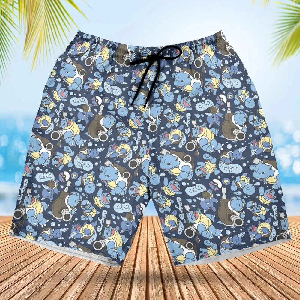 Blastoise Wartortle Squirtle Pokemon Pattern Hawaiian Short - 1