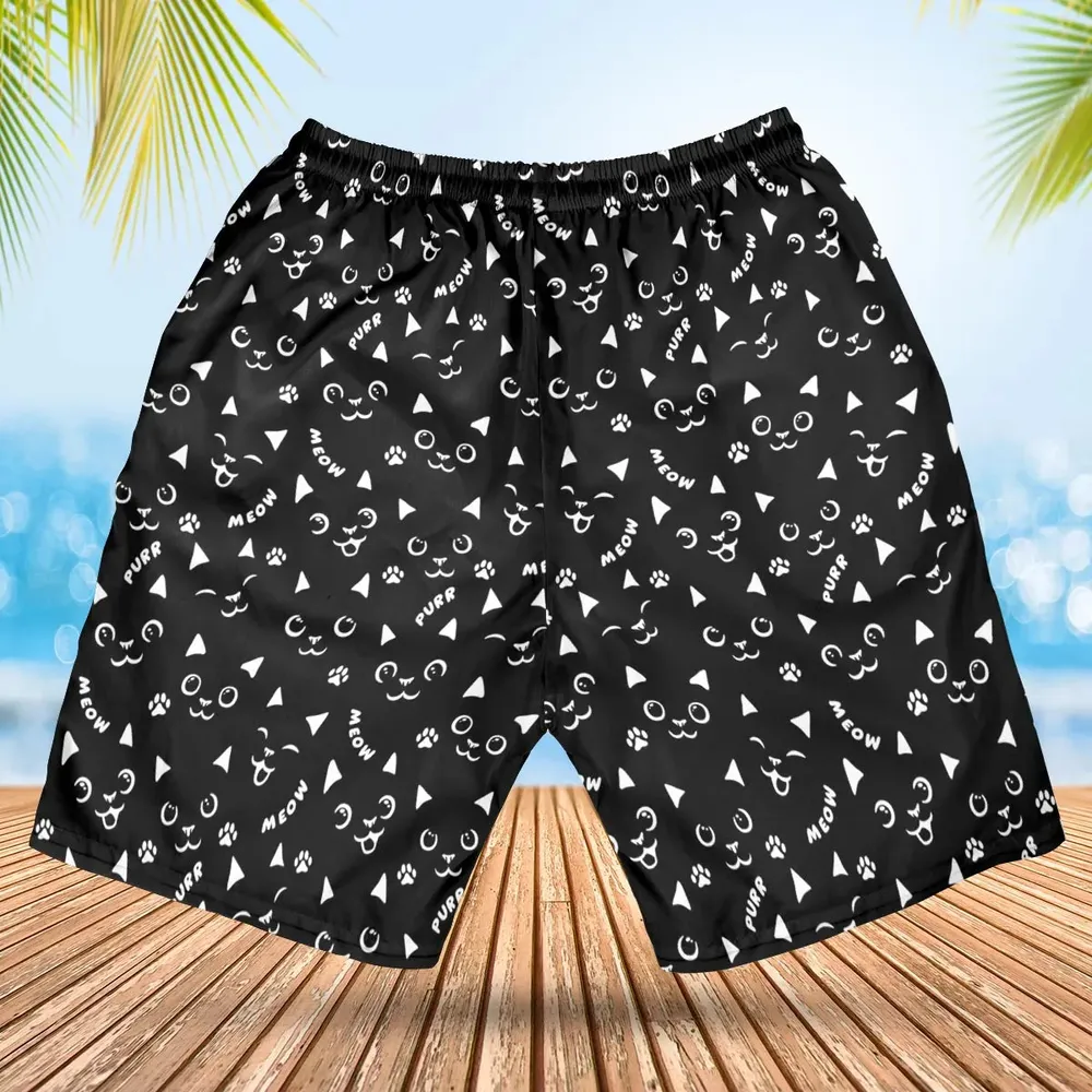 Black Cats Pattern Hawaiian Short - 2