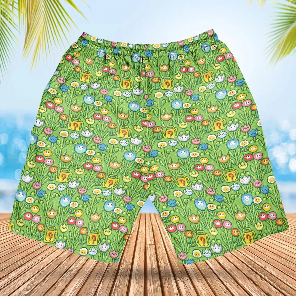 8bit Flower Garden Super Mario Pattern Hawaiian Short - 2