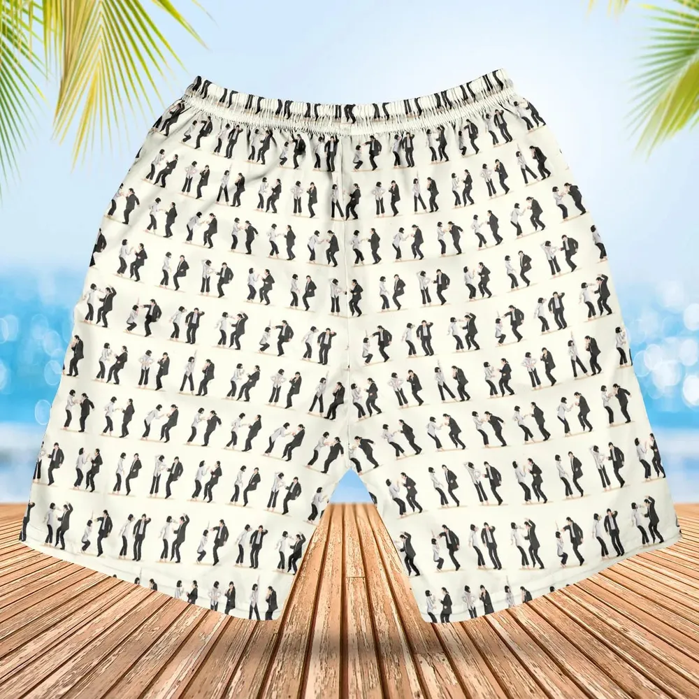Mia Wallace and Vincent Vega Dance Pulp Fiction Hawaiian Short - 2