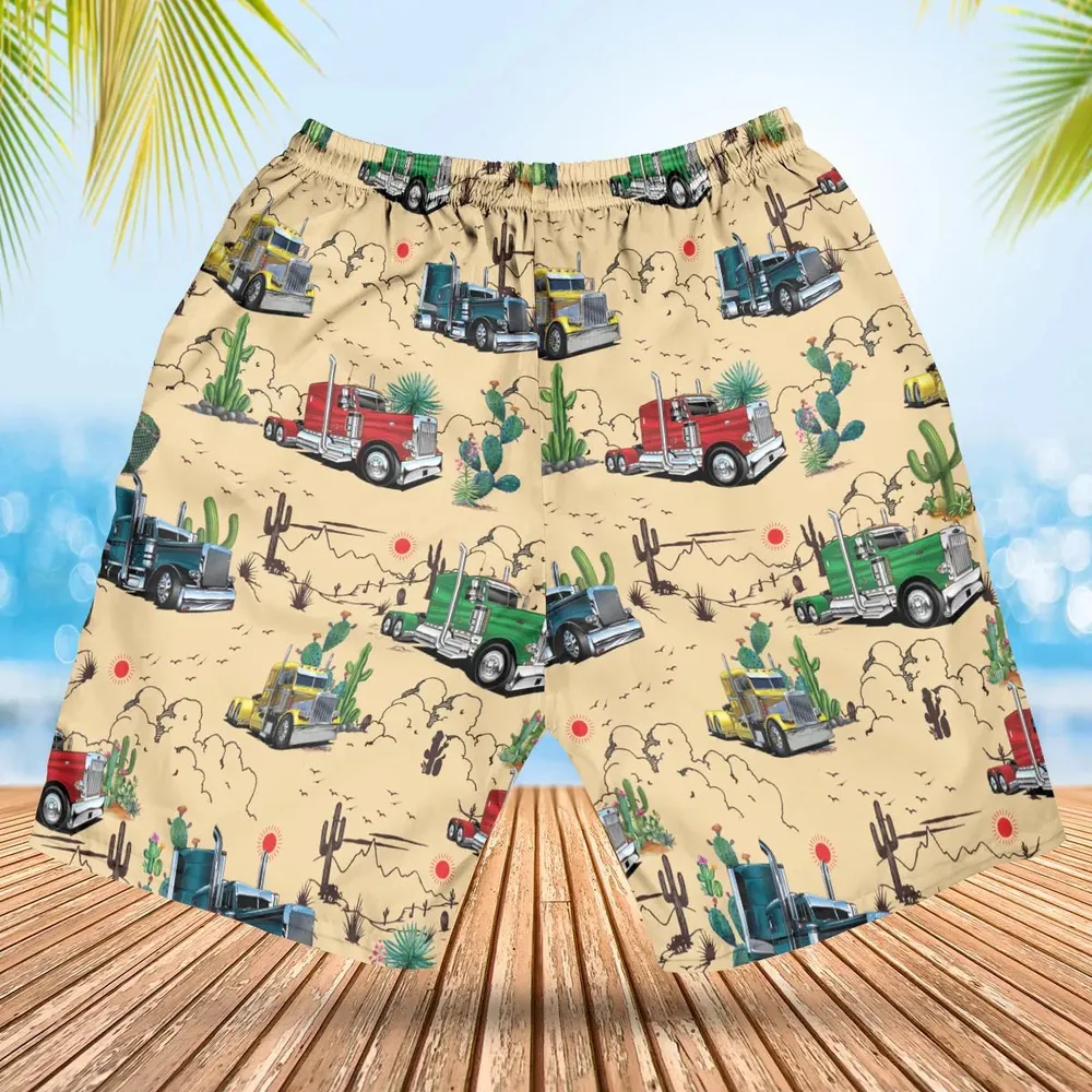 Peterbilt Semi Truck Pattern Hawaiian Short - 2