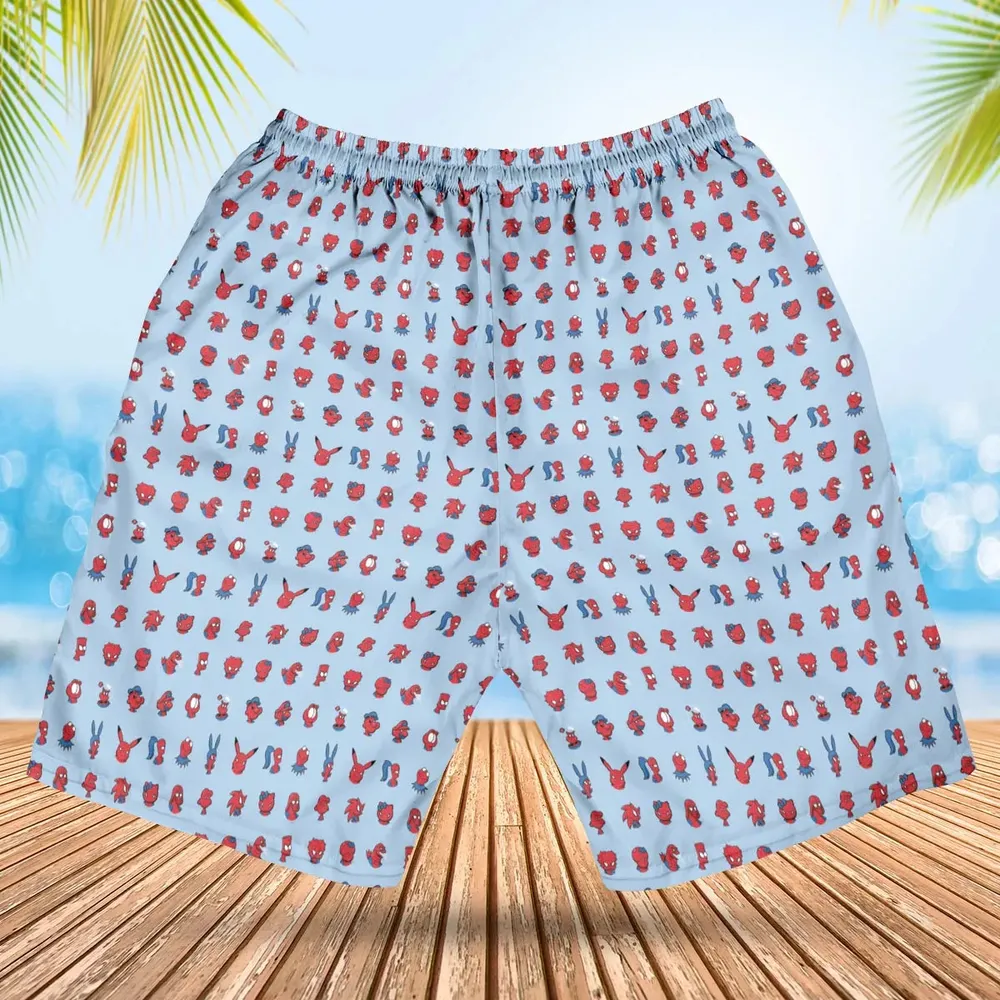 Funny Spider-Man Characters Pattern Hawaiian Short - 2