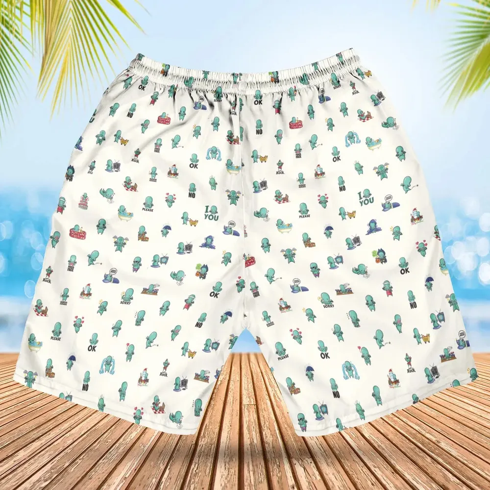 Kawai Cthulhu Pattern Hawaiian Short - 2