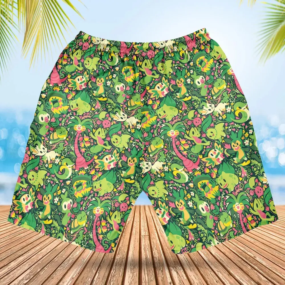 Grass Type Pokemon Pattern Hawaiian Short - 2