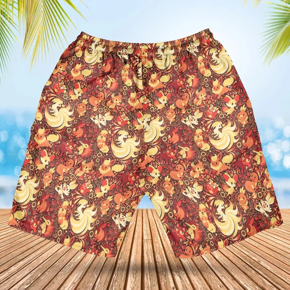 Pokemon Fire Pattern Hawaiian Short - 2