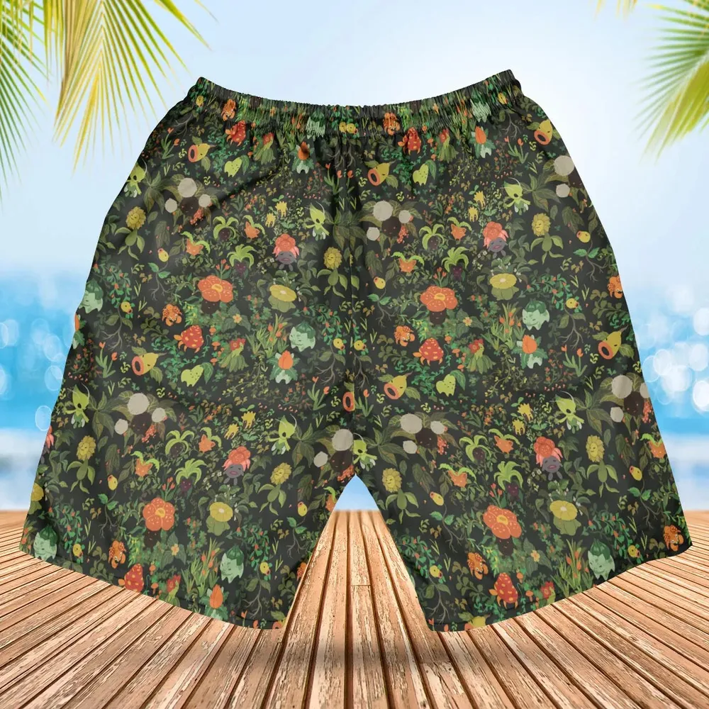 Grass Pokemon Patterns Hawaiian Short - 2