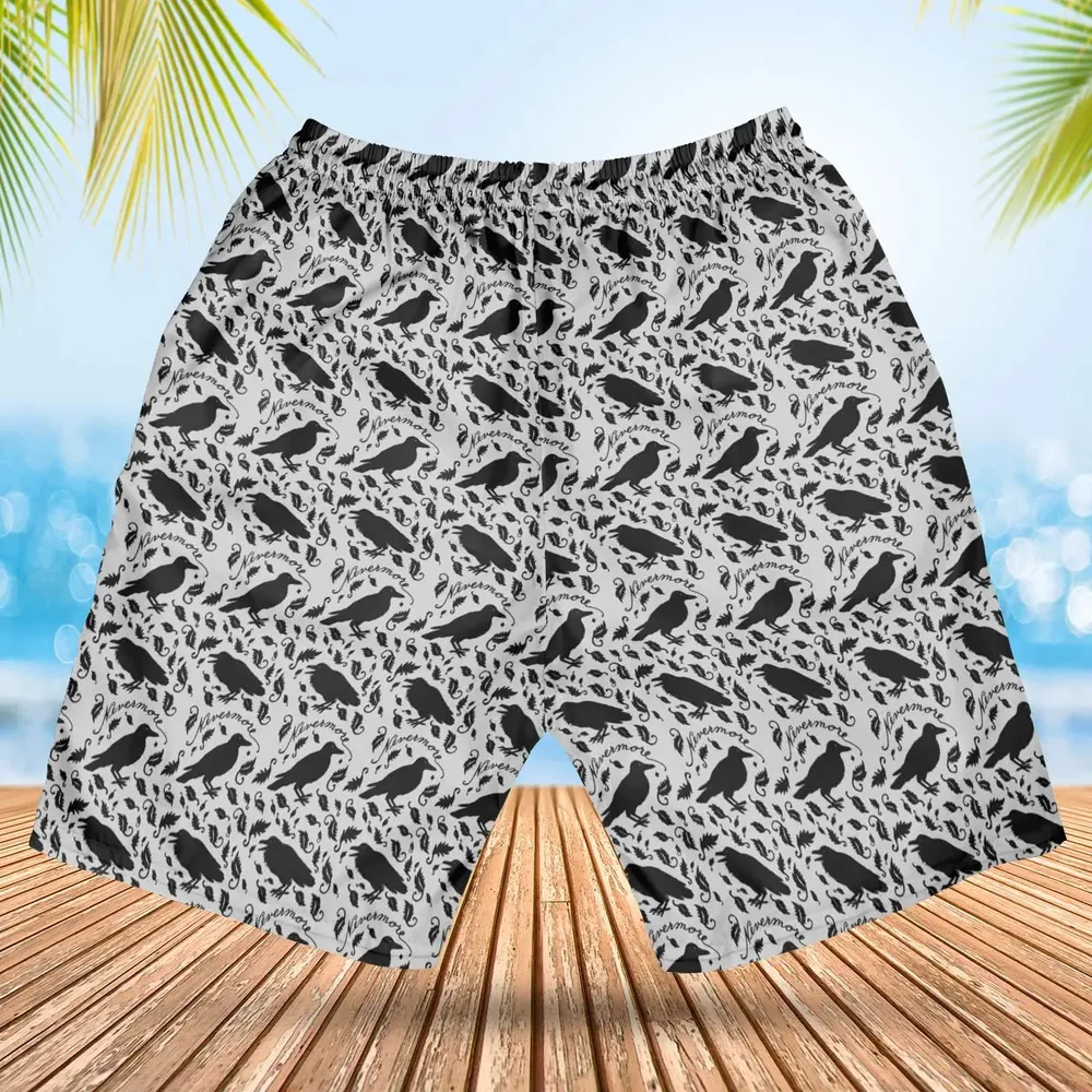 Nevermore The Raven Edgar Allan Poe Pattern Hawaiian Short - 2